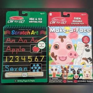 2 Melissa & Doug On the Go Travel Activity Pads - ABC & 123 Writing + Farm